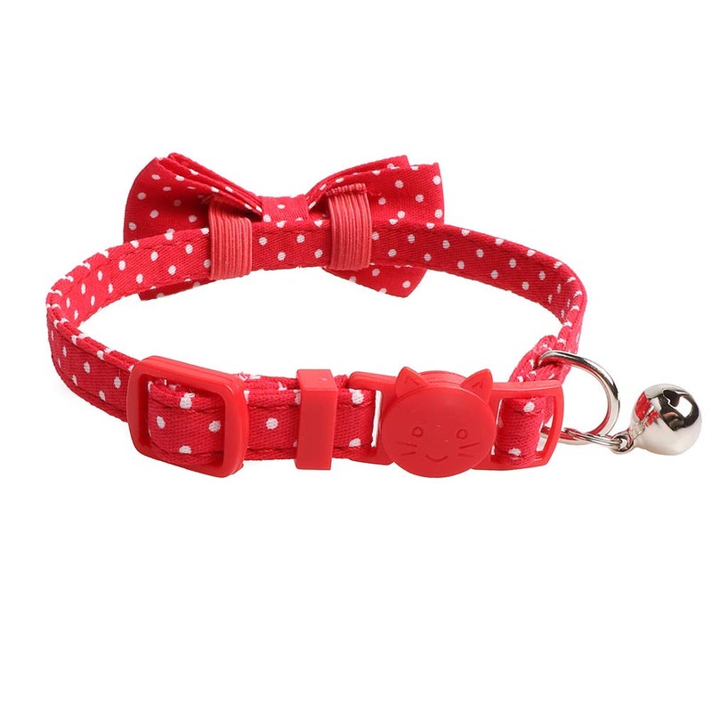Ximipet Cat Collar Breakaway with Bell and Bow Tie, Plaid Design Adjustable Safety Kitty Kitten Collars(6.8-10.8in) (Red Dots - Image 2